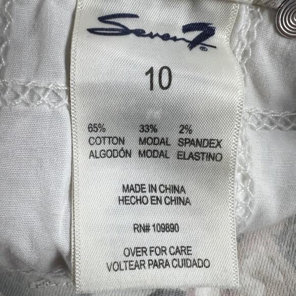 Seven7 Tummyless High Rise Skinny Pastel Floral Jeans Cream Pink Gray Size 10 - Picture 11 of 15